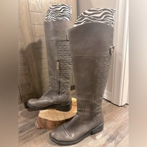 Vince Camuto Grey Leather Boots Size 5.5